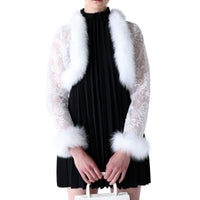CHIE IMAI Fox Fur-Trim Lace Bolero