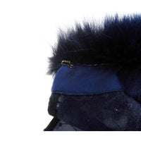 Fox Fur-Trim Lace Bolero - Navy Blue