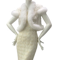 Fox Fur-Trim Lace Bolero - White Dance