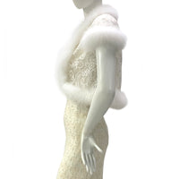Fox Fur-Trim Lace Bolero - White Dance