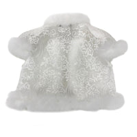 Fox Fur-Trim Lace Bolero - White Dance