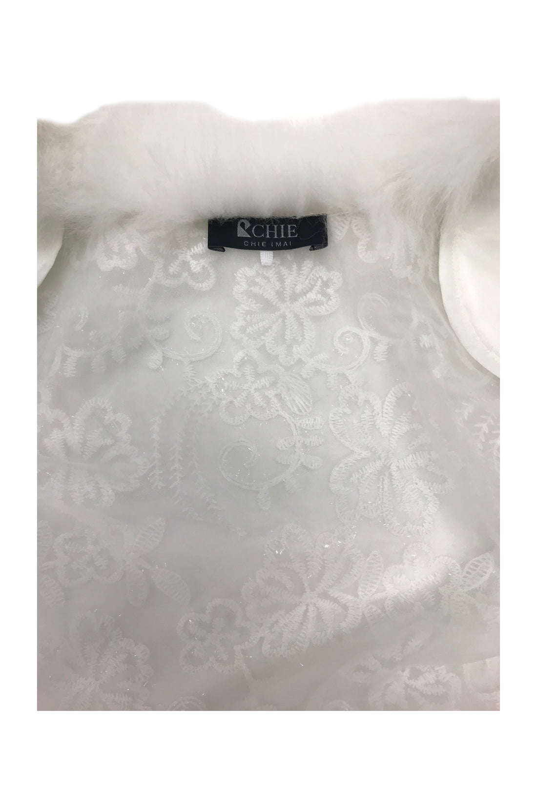 Fox Fur-Trim Lace Bolero - White Dance