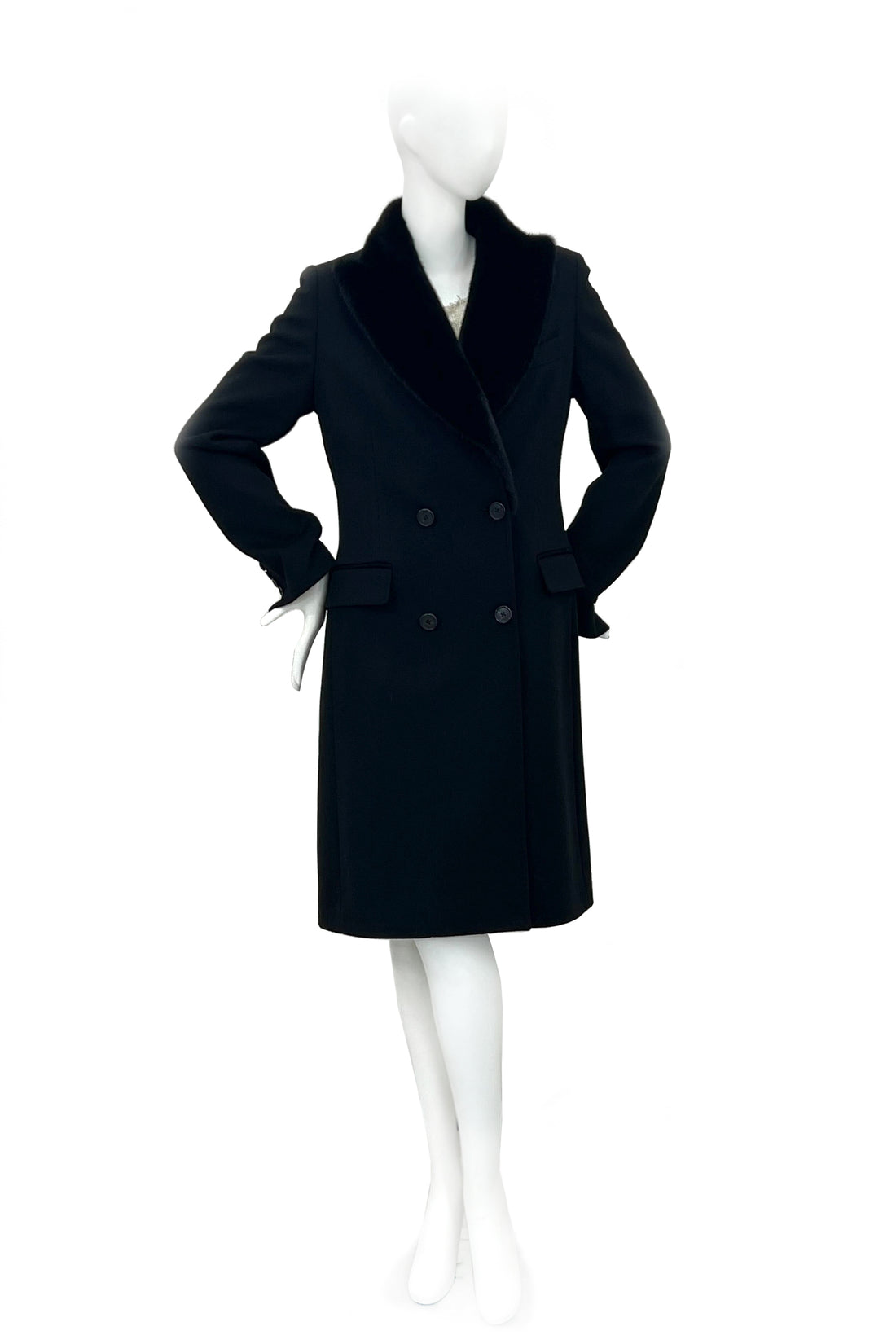 Virgin wool coat with mink