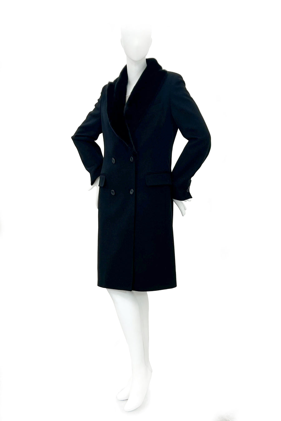 Virgin wool coat with mink