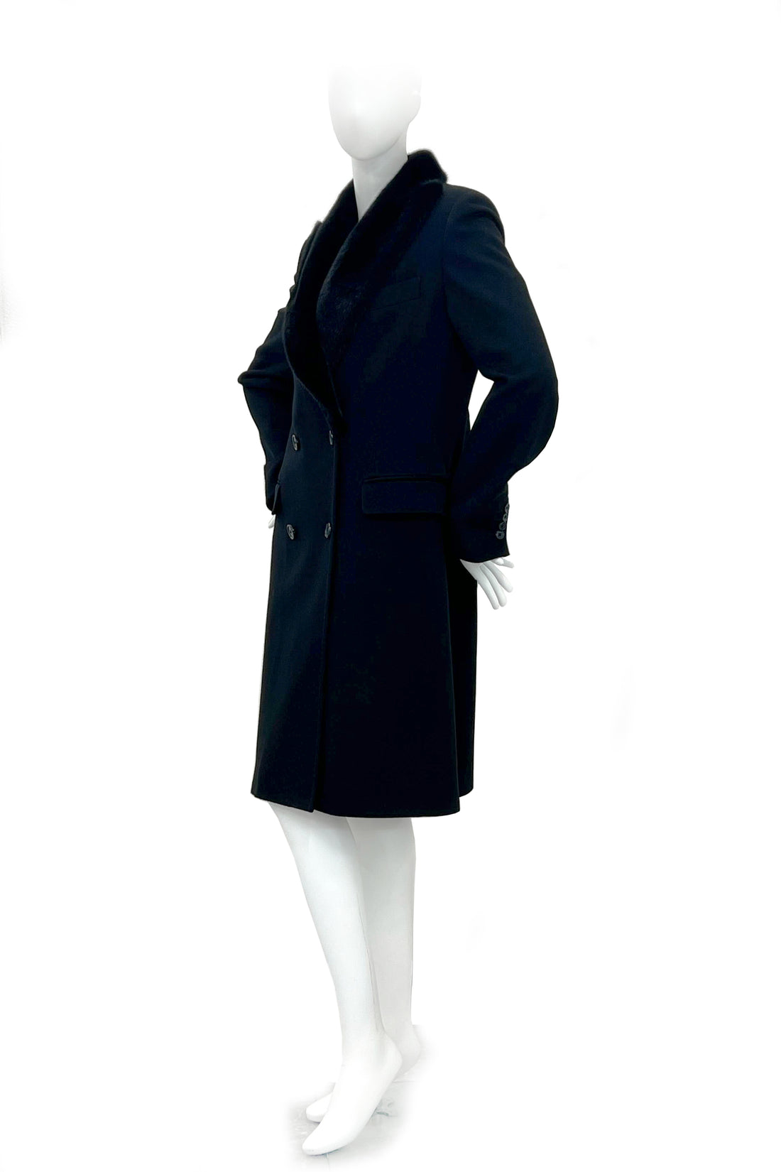 Virgin wool coat with mink