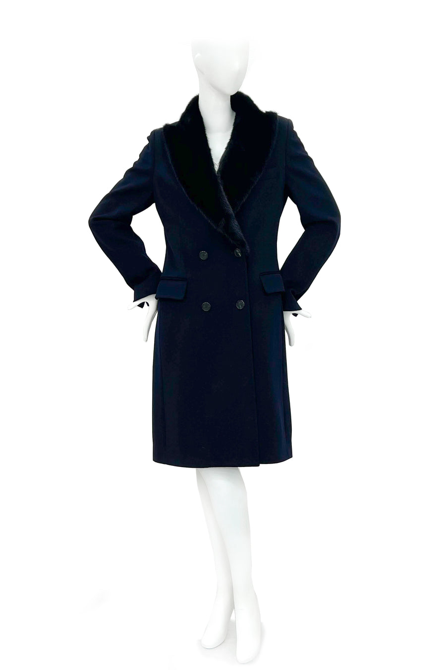 Virgin wool coat with mink
