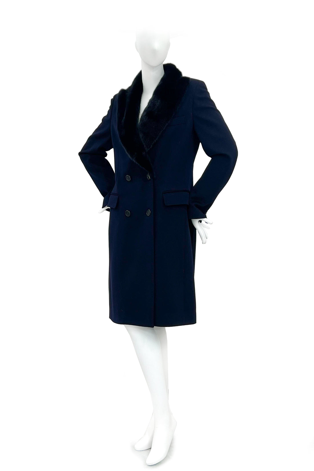 Virgin wool coat with mink