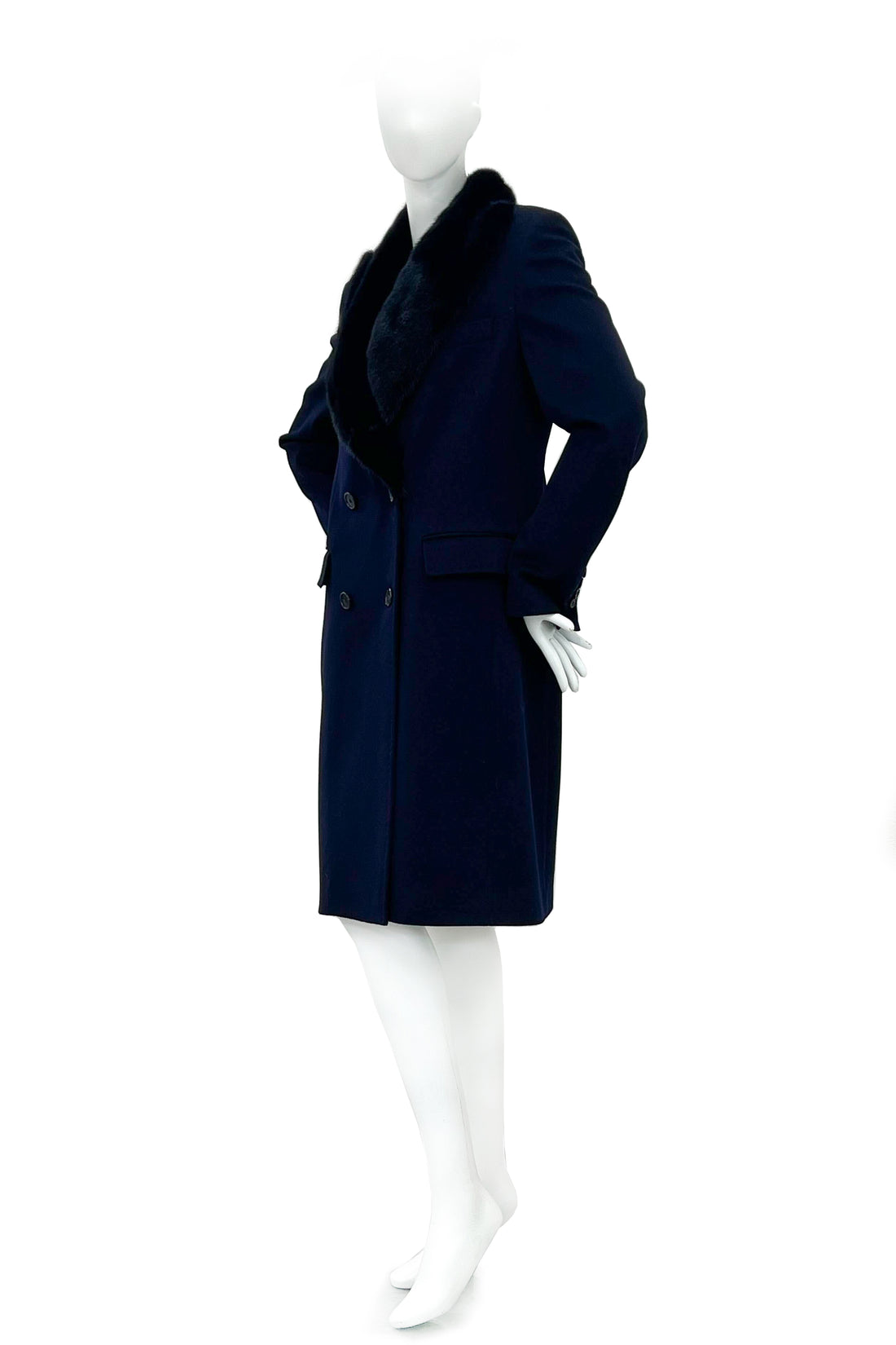 Virgin wool coat with mink