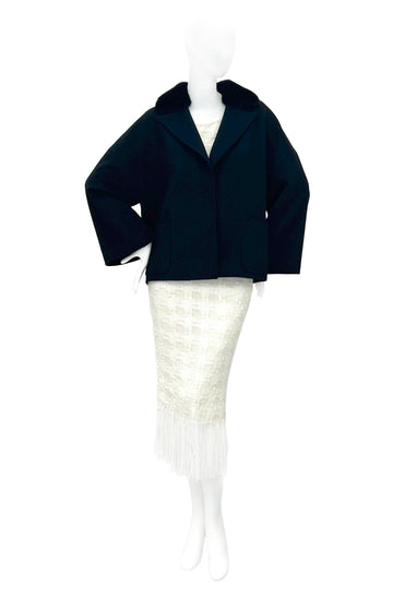 Short jacket in virgin wool with mink