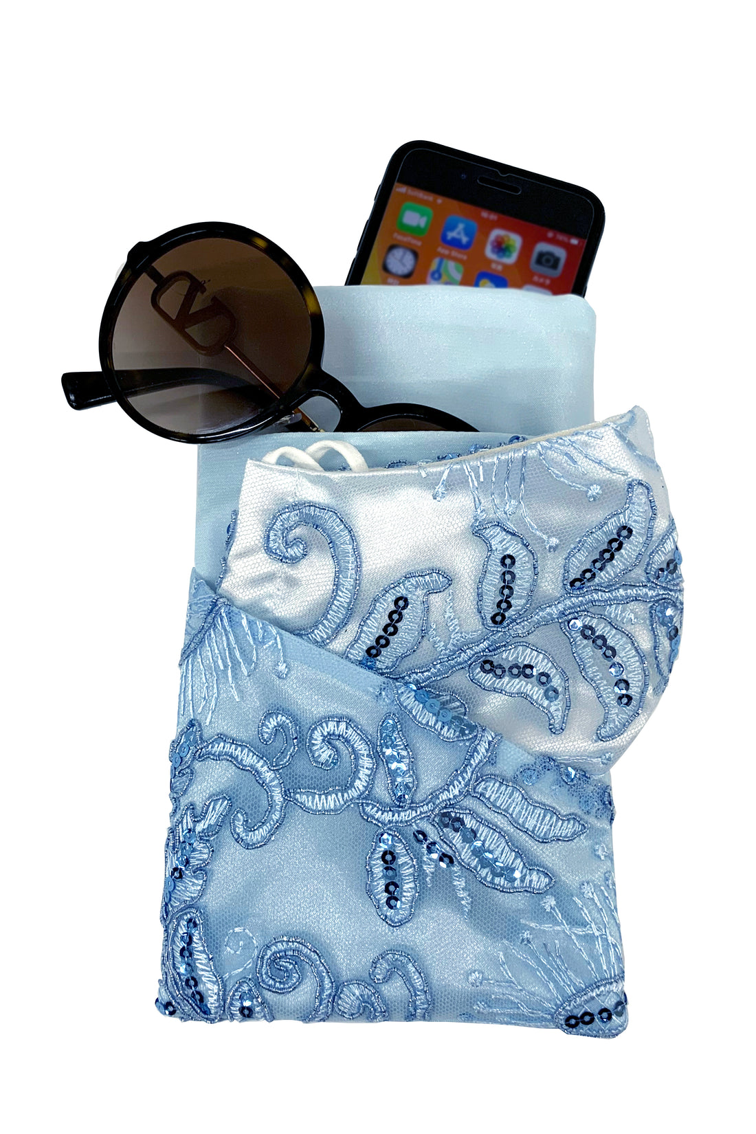 Chie Chic お洒落な マジカル・ケース (マスク・スマホ入れ）- ブルーダンス