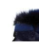 Fox Fur-Trim Lace Bolero - Navy Blue