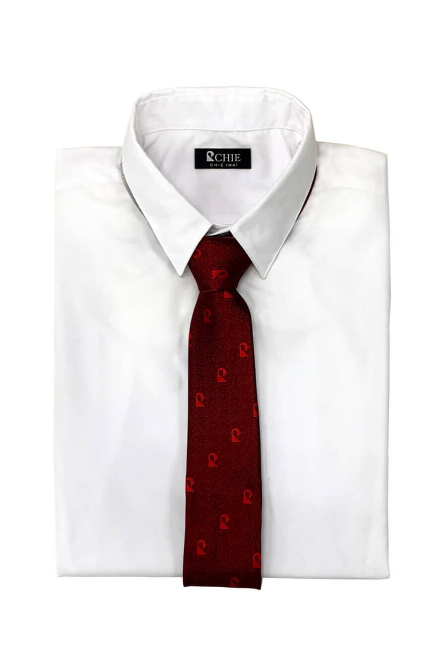 Hakata Weave Silk Tie - Slim Tie CHIE Fox - Rose Red